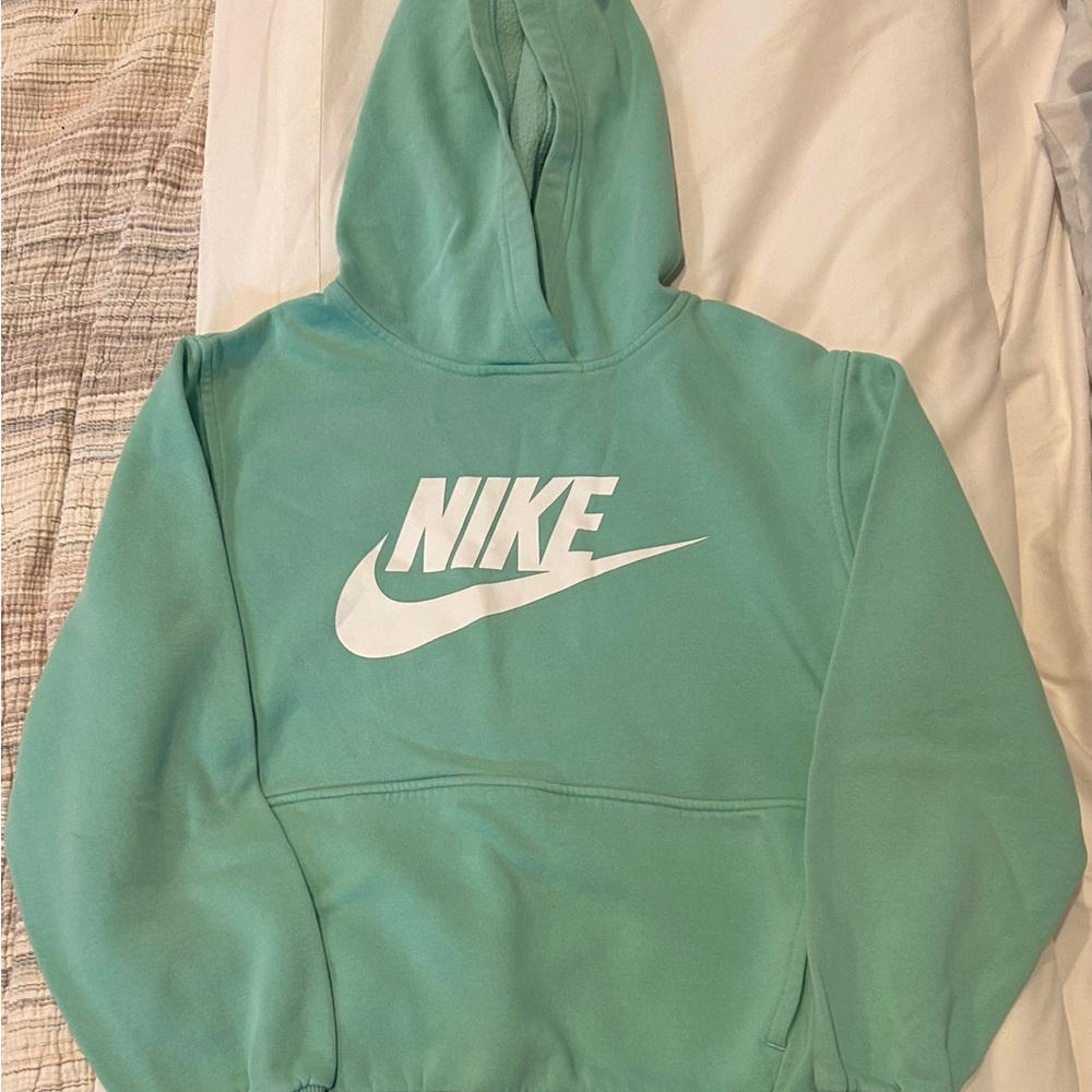 Nike kids Green and White Pullover Hoodie